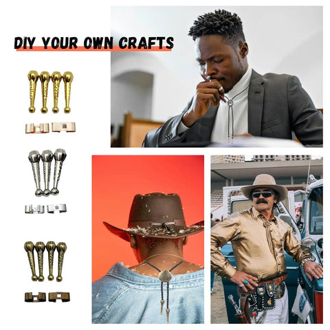 Bolo Tie Making Kit With 24 Cord End Findings And 12 Slide Clasps In Gold Silver Bronze Three Color Set DIY End Caps
