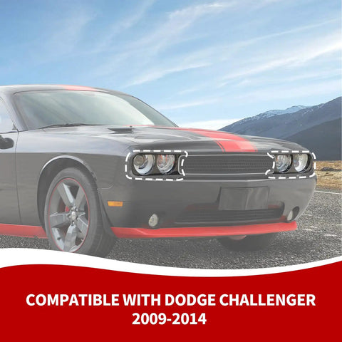 Carbon Fiber Front Headlight Cover Trim For Dodge Challenger 2009 2010 2011 2012 2013 2014 ABS Plastic Exterior Decoration Kit For A Sleek Aggressive Look And Enhanced Front End Style on car