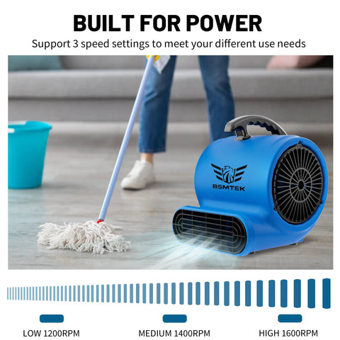 Beast Heavy Duty Industrial Air Mover Blower Fan One Third HP 1200 CFM for fast carpet and floor drying in indoor setting.