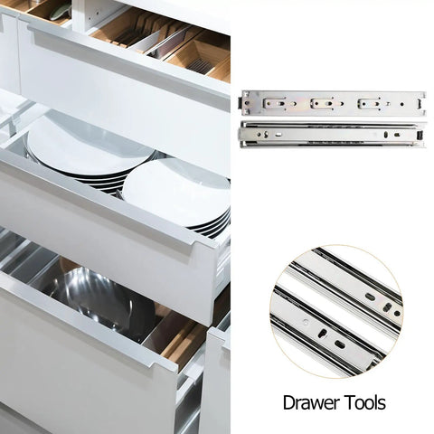 Drawer Slides 10 Inch Three Section Track Rails Side Mount Silver Set Of 2 for cabinets and kitchen drawers in use