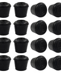Top Shelf Black Rubber Chair Leg Tips And Furniture Glides Sixteen Piece Set, 3/4 inch round, heavy-duty protective caps.