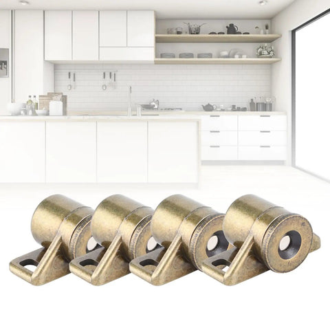 Vintage Gold Zinc Alloy Cabinet Door Catch Set Four Pcs With Beefy Magnetic Seal in modern kitchen, bronze finish