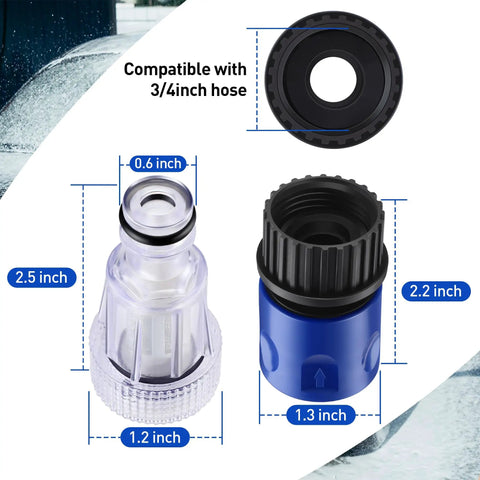 Six Pack Three Quarters Inch Pressure Washer Garden Hose Adapter With Quick Connect System, Durable Plastic Parts