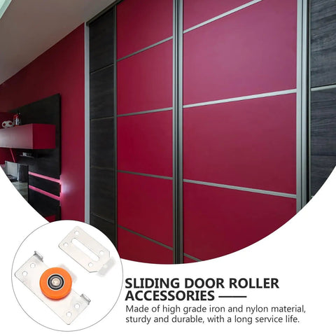 Full Extension Drawer Slides Set With Door Pulley for Sliding Cabinets, quiet tandem rollers, red and black cabinet doors.