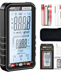 Smart Digital Multimeter With 6000 Counts And Auto Ranging For Pros And DIYers, showing screen display and accessories.