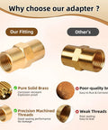 Comparison of brass inert hose coupler kit showing solid brass and precise threads versus poor-quality brass and weak threads.