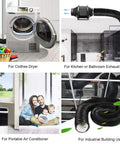 4 Inch 5 Feet Flexible Aluminum Dryer Vent Hose Duct For HVAC Ventilation Exhaust Grow Tent Fan Filter Setup With 2 Clamps Included