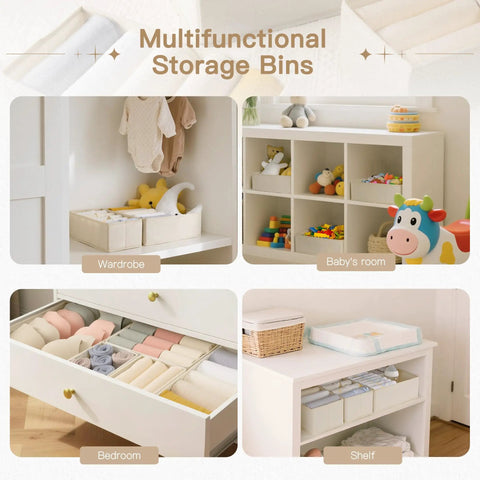 Slick 14 Pack Foldable Drawer Organizers For Dressers And Closets, Heavy Duty Storage Bins To Keep Baby Clothes Underwear And Socks Straight Up Organized, Total Game Changer For Nursery Or Dorm Rooms