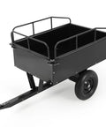 Beefy Dump Cart Pull Behind For Lawn Tractor With 750 Lb Capacity And 15 Cu Ft Heavy Duty Steel Utility Trailer With Raised Side Rails