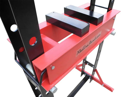 Real Deal 40 Ton Air Hydraulic Shop Press Working As A Heavy Duty Shop Beast With Eight Height Adjustments And Precision Gauges For Serious Automotive Repair Jobs Today, showing structure and height adjustment feature.
