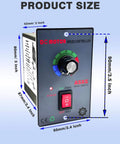 Front view of Beefy DC Motor Speed Controller 12V To 60V 20A Peak For Brushless Motors with dimensions labeled in mm and inches