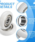 White nylon ball-bearing guide pulley wheel (8x28x13mm); 4-piece set with metal sealed bearings and gaskets.