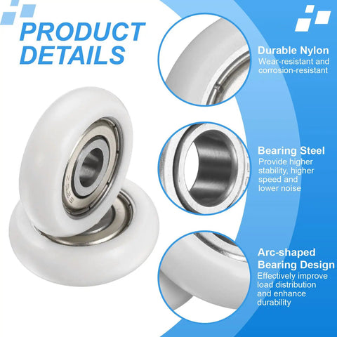 Nylon Ball Bearing Guide Pulley Kit 4 Pack With Round Idler Pulleys And Double Metal Sealed Bearings 8x31.5x9mm ID 8mm OD 31.5mm