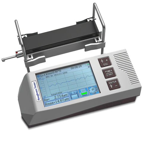Handheld Digital Surface Roughness Meter With 22 Parameters, Portable Profilometer For Outer Cylinders, Curved Surfaces And Pinholes, Ergonomic Grip, On The Go Roughness Testing For Machined Parts And Finishes