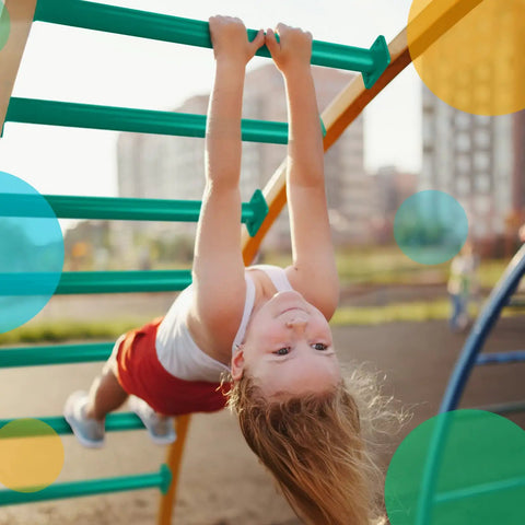 Child playing on 12 Pack Monkey Bars Swing Set Accessories Rods Playset Ladder Rungs Hardware Kit Heavy Duty Steel