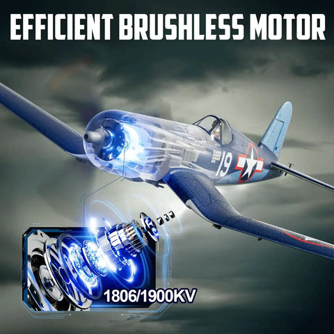 Dope Brushless RC Plane Set With 1806 1900KV Motor in flight, showcasing efficient brushless motor details