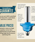 Top Shelf 1/2 Inch Carbide Router Bit Set Engineered For Quick Rail And Stile Door Frames With Tight Cope And Stick Joints, blue cutter with anti-stick coating.