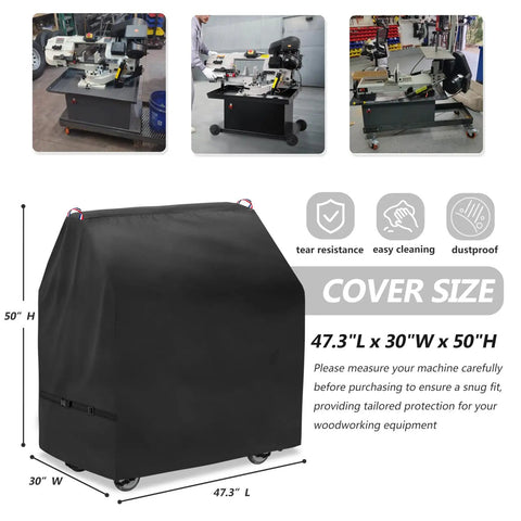 Heavy Duty 600D Bandsaw Cover For Deluxe Horizontal And Vertical Tabletop Saws All Weather Dustproof Protection Heavy Duty Construction Fits 47.3 Inches Long 30 Inches Wide 50 Inches High