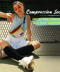 Compression Socks 15 To 20 MmHg All Day Comfort For Men And Women 8 Pairs Circulation Support Unisex Size L To XL worn outdoors.