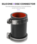 Heavy Duty Universal Straight Silicone Hose Coupler With Two Secure Metal Clamps For Car Radiator And Intake Pipes, black with red interior.