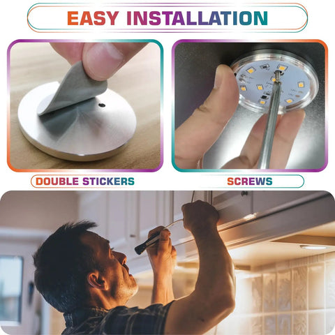 Dope RGBW LED Puck Lights Kit With Remote Dimmer And Color Changing Red Green Blue And Daylight White 6000K installation methods shown
