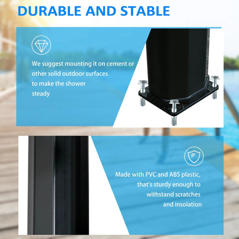 Base of 7Ft Outdoor Solar Heated Shower With 360 Degree Rotating Head, Foot Shower Faucet, Temperature And Pressure Control