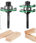 Pro Tongue And Groove Router Bit Set 1/4 Inch Shank With 3 Teeth Adjustable T Shape Wood Milling Cutter Pack Of 2 with sample cuts