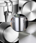 Massive 304 Stainless Steel Airtight Food Storage Bin With Heavy Duty Locking Clamps For Serious Kitchen Pantry Reset, details of clamps and surface.