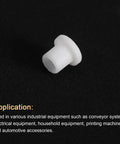Heavy Duty Nylon Flanged Sleeve Bearing Bushing Self Lubricating Plastic Plain Journal Rod End Hardware viewed from the side on black surface.