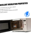 Open microwave showing 10 Pack Mica Sheet Insulation For Microwave Ovens installed on the oven wall, highlighting heat resistance.
