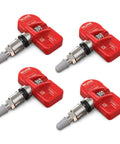 Preprogrammed Tpm Tire Pressure Sensors 315Mhz 4 Pack Clamp In Style showing red sensor units with valve stems.