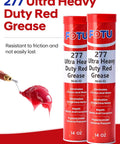 Two 14-oz FOTU 277 Ultra Heavy-Duty Red Grease tubes, red wheel bearing grease for automotive use