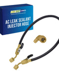Leak Saver AC Leak Sealer Injector Hose kit with dual ball valves and brass fittings, Amazon brand, front view