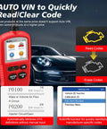OBD2 Scanner AL329 Upgraded Diagnostic Tool With One Click IM Readiness Auto VIN Code Reader in front of a sports car