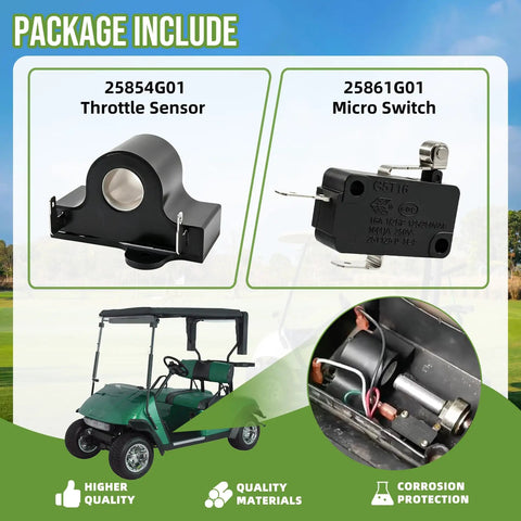 Essential Golf Cart Throttle Repair Kit Made For TXT Drivers Starting In 1994 equipped with 25854G01 sensor and 25861G01 switch.
