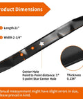 21 Inch Mulching Mower Blades For Husqvarna Poulan Pro Craftsman 42 Inch Deck Replacement, dimensions and star center hole detail