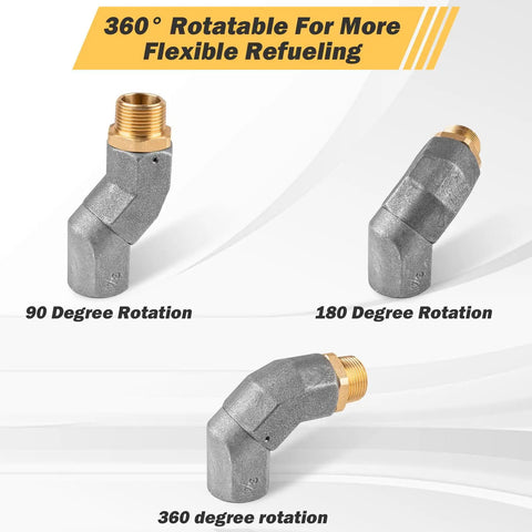 Two Pack Three Quarter Inch Fuel Hose Swivel 360 Degree With NPT Fitting For Fuel Transfer Pumps And Nozzles Connector For Fuel Hose Automotive Refueling Multi Plane, zinc alloy