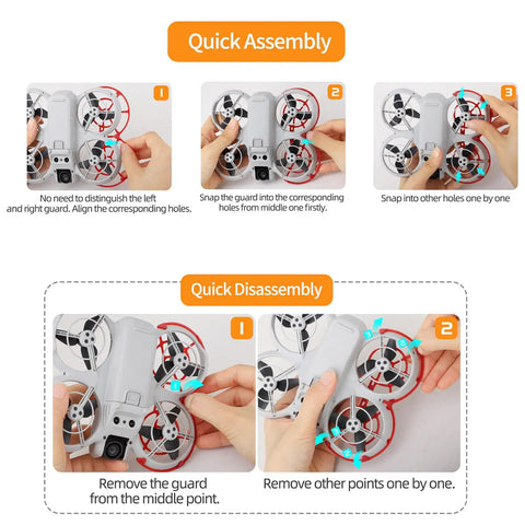 Steps to assemble and disassemble Drone Propeller Guard Set For DJI Neo Anti Collision Protection, Ultra Lightweight Prop Covers