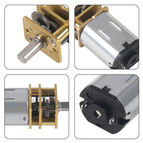 Close-up of Tiny All-Metal 12V 30RPM Gear Motor With Gearbox For DIY RC Toys And Smart Cars, N20 Reduction, Mini Micro Gearhead