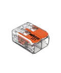 Lever Nuts Splicing Connector For Solid And Stranded Wire, 2 Conductors With Levers, 20 To 10 AWG, Clear Housing, Orange Levers