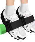 Adjustable Ankle Weights Foot Attachment with Velcro on sneakers, ideal for leg workouts, supports up to 150 pounds, home gym gear