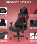 Comfy Ergonomic Gaming Chair With 4D Armrests High Back Office Chair With Headrest And Lumbar Support Tilt Rocker Recliner