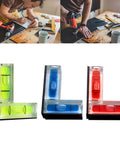 QINKYH Magnetic Horizontal Vertical Pocket Spirits Levels Household Pocket Levels Magnet Spirits Bubble Leveler Tool Red displayed in green, blue, and red.