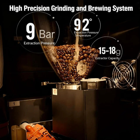 High precision grinding system in Bean To Cup Vending Machine With Touchscreen Fully Automatic Freshly Ground Coffee 24 Seven Self Serve.