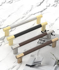 Beefy 6.3 Inch Cabinet Pulls Set Of 10 Gold And Nickel Knurled Brushed Finish displayed on marble surface