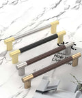 10 Pack 3 Inch Brown And Satin Nickel Cabinet Pulls With Knurled Grip Coffee Silver Two Tone Handles in four colors on marble surface