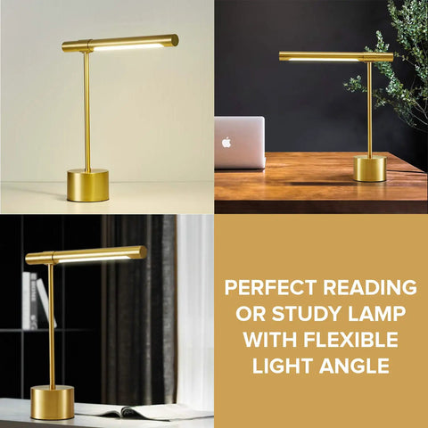 All Brass Mid Century Desk Lamp With Polished Brass Finish Modern Gold Bankers Shade 18 Inch LED Light Adjustable Table Lamp For Study And Bedside Reading Contemporary Home Office Lighting in various settings.