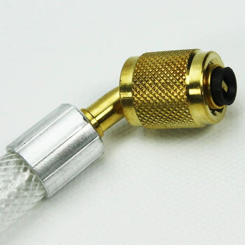 Close-up of AC Leak Freeze Magic Frost Leak Sealant with one quarter inch adapter, non polymer formula for HVAC repairs