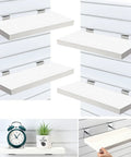 4 Pack Wooden Slatwall Shelves With 8 Metal Hooks Built To Last And Garage Ready For Quick Setup In Your Home Or Workshop