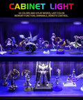 Under Cabinet RGB LED Puck Lights Kit With Wireless Remote Control 16 Color Dimmable Plug In Lights illuminating display shelf